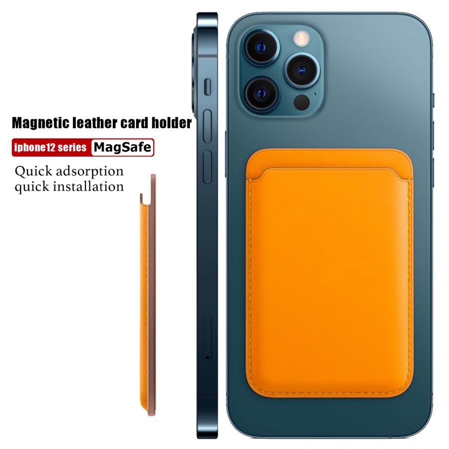 Leather Wallet Pouch Card Holder Magsafe Card Case with Magsafing